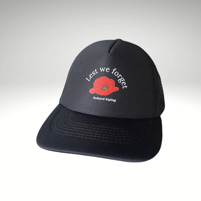 Casquette trucker Lest we forget noir solde