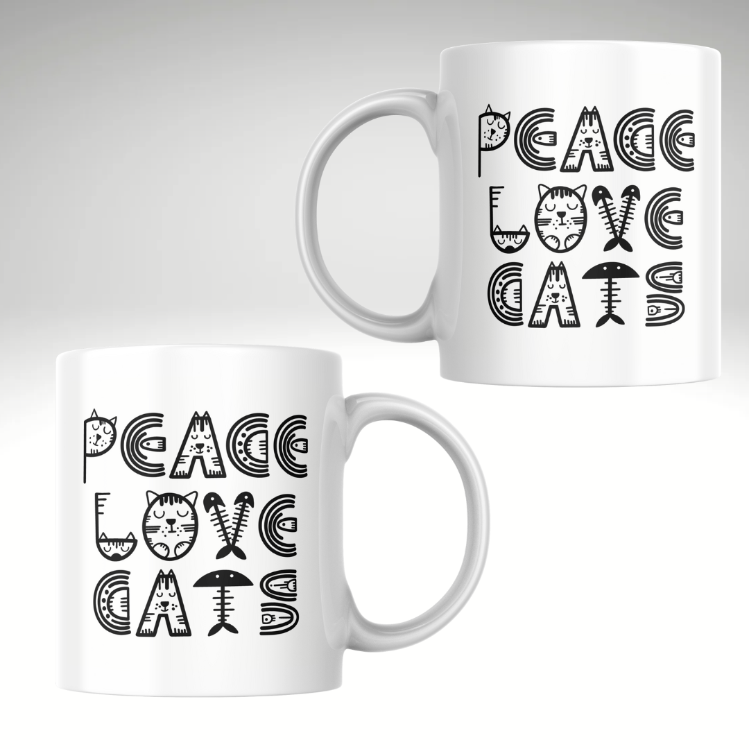 Mug Peace Love Cats