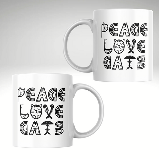 Mug Peace Love Cats